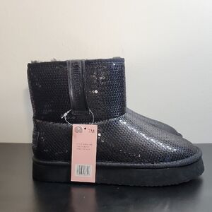 Sparkling Black Sequin Boots